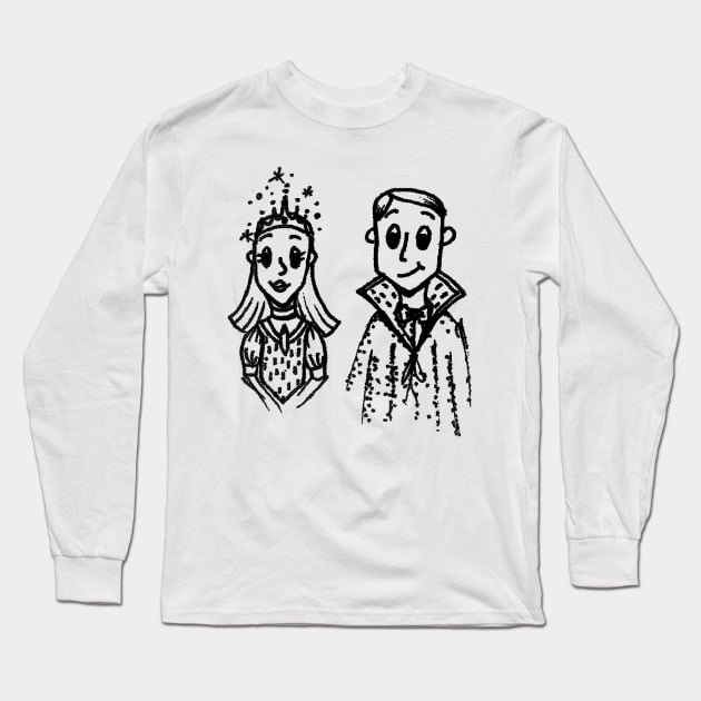 Royal Prince and Princess Doodle Long Sleeve T-Shirt by 1Redbublppasswo